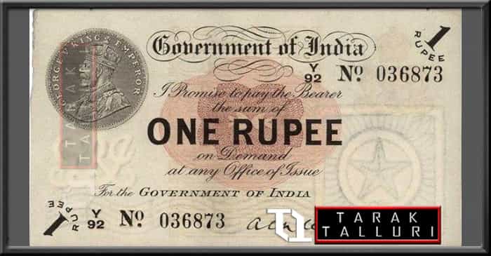 The first one rupee note was printed in India